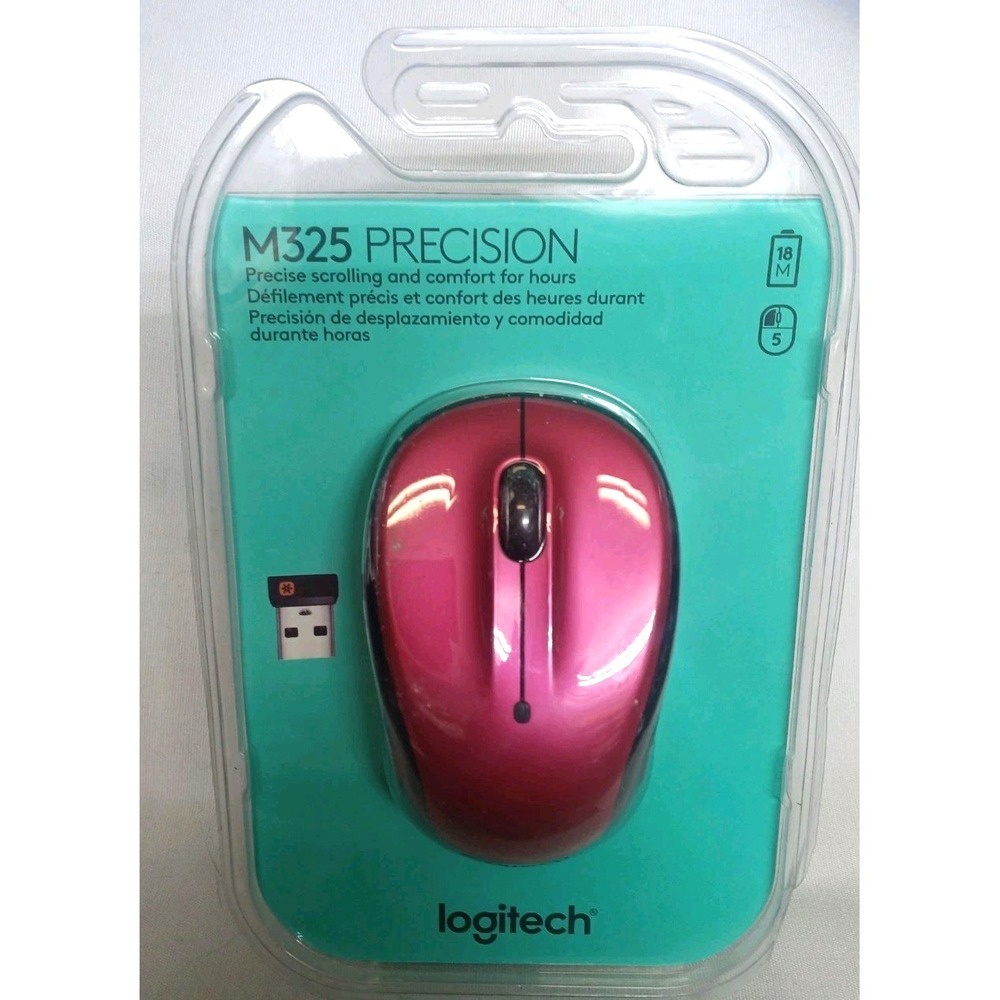 Logitech M325 Precision‎ Wireless Mouse Dark Red Metallic USB Nano Receiver NEW